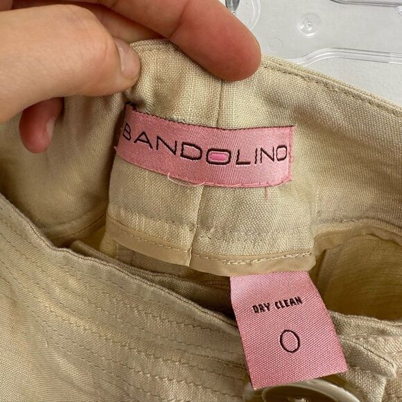 Bandolino Linen Beige Cream Bermuda Shorts Capris Large Button On Waist Size M - Picture 7 of 8